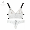 FDBL7103105 Meninas brancas crochê sexy hot designer longa linha lindo sutiã extravagante de renda transparente de renda sem fio conjunto de calcinha